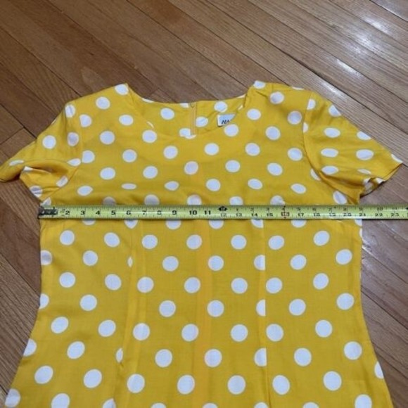 Vintage Retro Dress by Habits Size 14 Yellow Polka Dot Made in USA RUNS SMALL - Picture 8 of 16